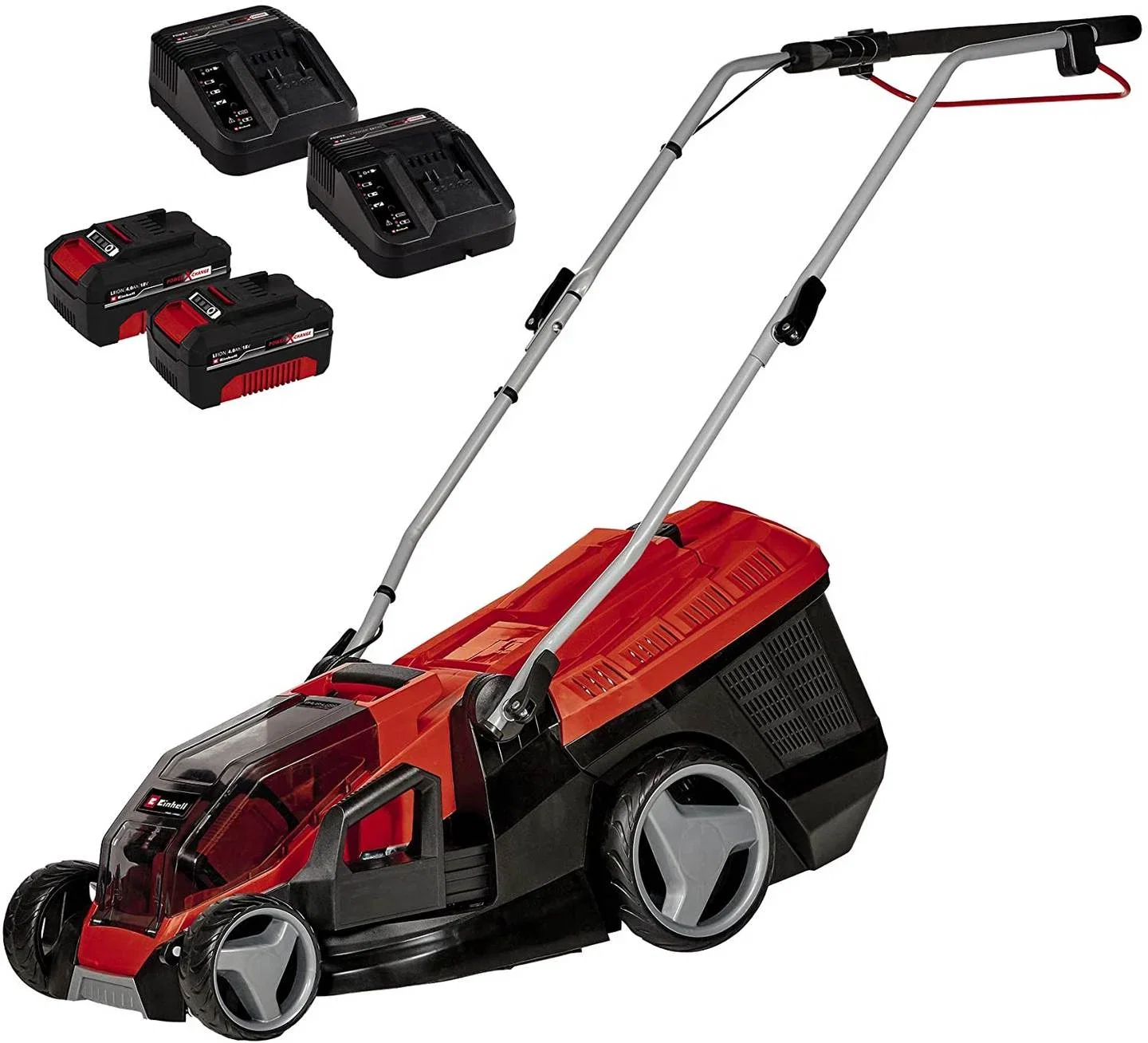 Akumuliatorinė vejapjovė EINHELL GE-CM 36/36 Li, 2 x 18 V, 2 x 4,0 Ah Li-ion, 36 cm, 40 l-0