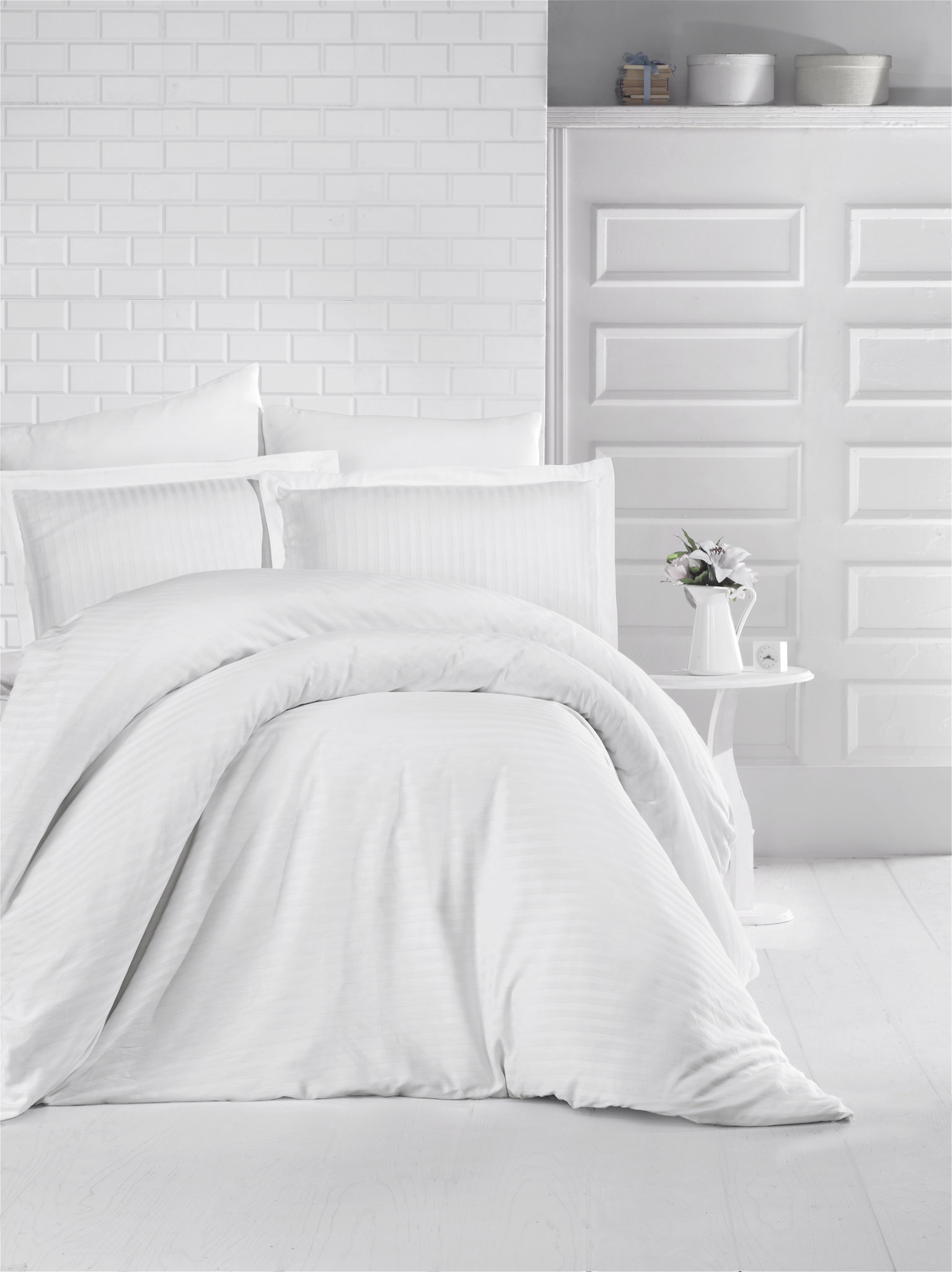 Satininės patalynės kompl. CREYA STRIPE, baltos sp., 150x200cm, 2x50x70cm, 2x70x70cm, 100% medv.-0