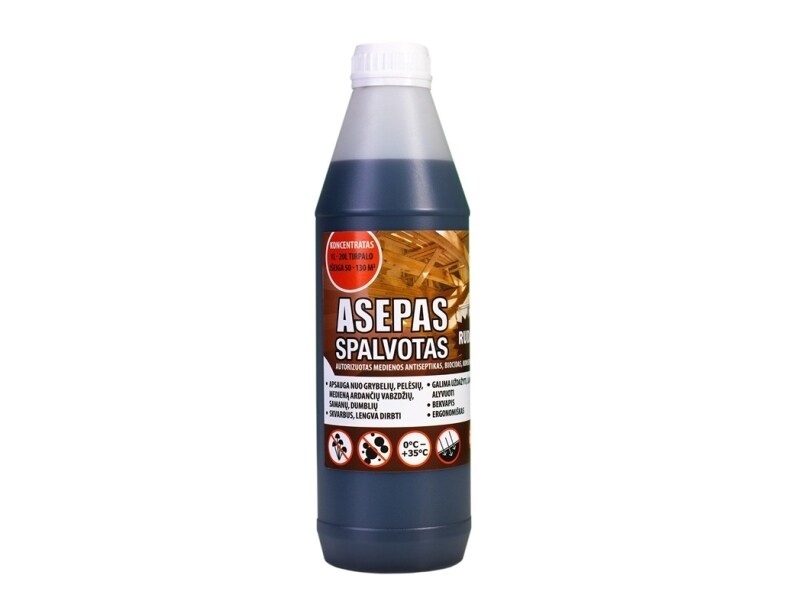 Medienos antiseptikas-koncentratas "ASEPAS Spalvotas", 1:19 rudas, 1L-0