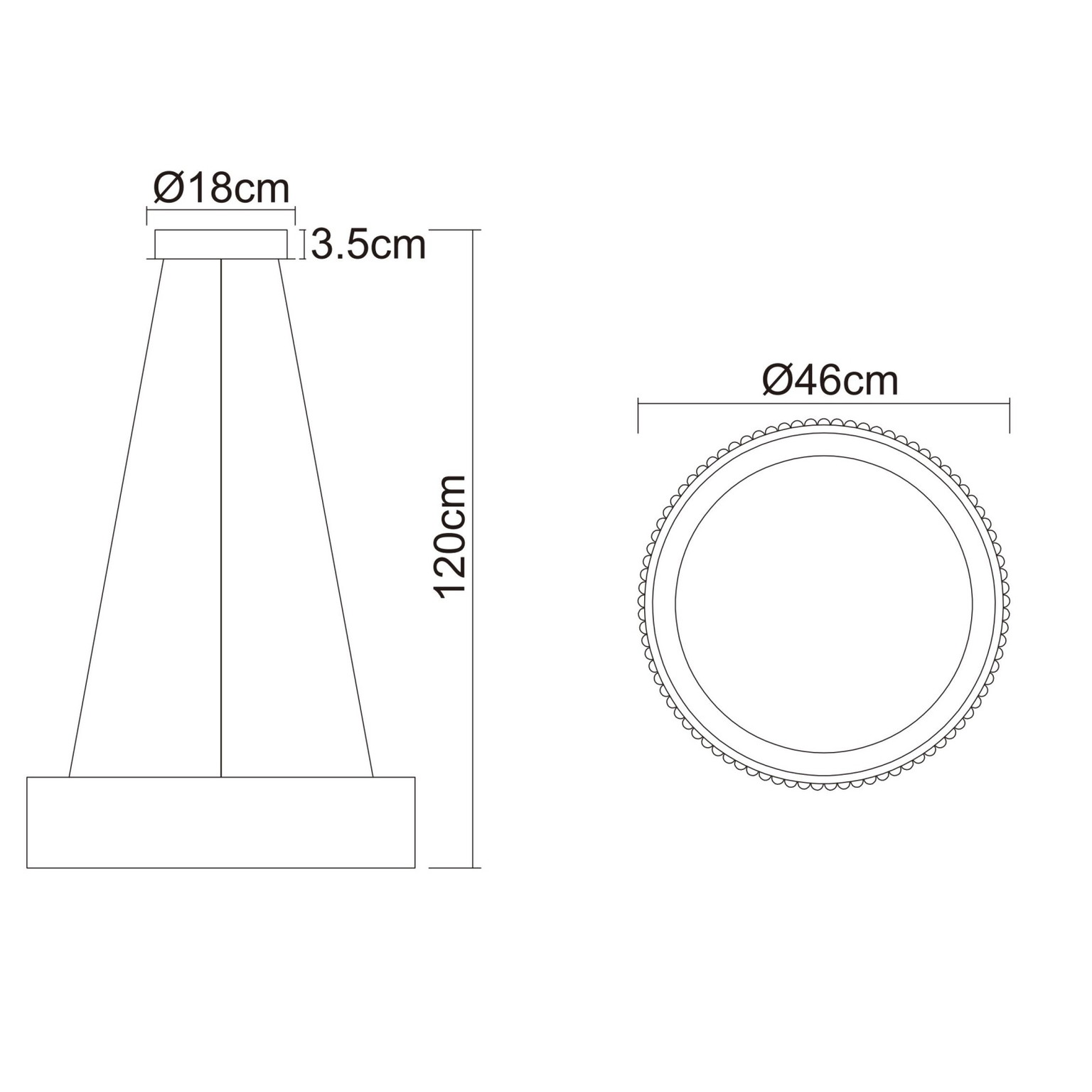 Pakabinamas LED šviestuvas GLOBO KEMP, 45W, CCT 2700/4000/6000K, 5625lm, juodos sp, ø46x120cm - 4