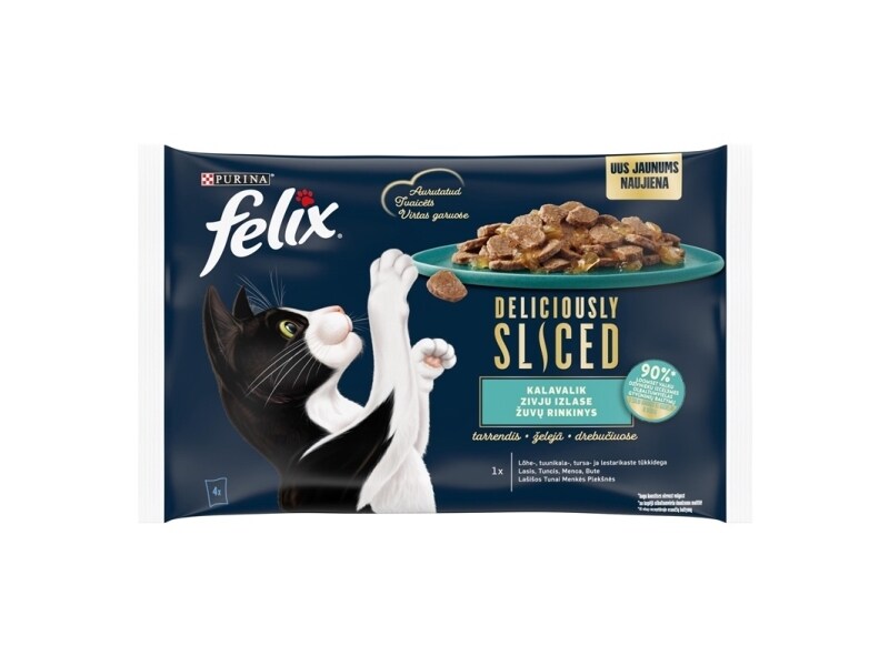 Konservuotas kačių ėdalas FELIX  Ocean Selection, rinkinys su žuvim, 4 x 80 g-0