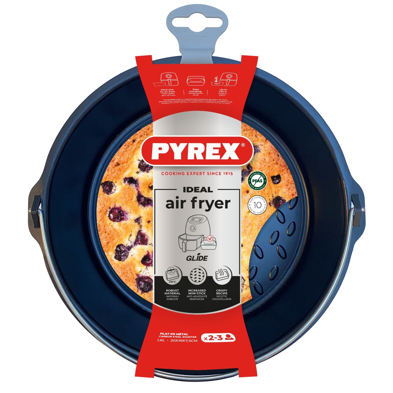 Metalinis apvalus indas gruzdintuvei PYREX AIR FRYER, 20 x 19 cm-1