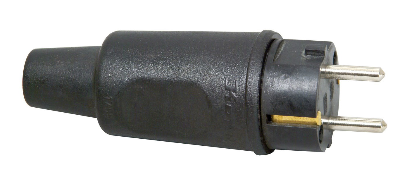 Kištukas KOPP, 16 A, IP44, guminis, juodos sp.-0