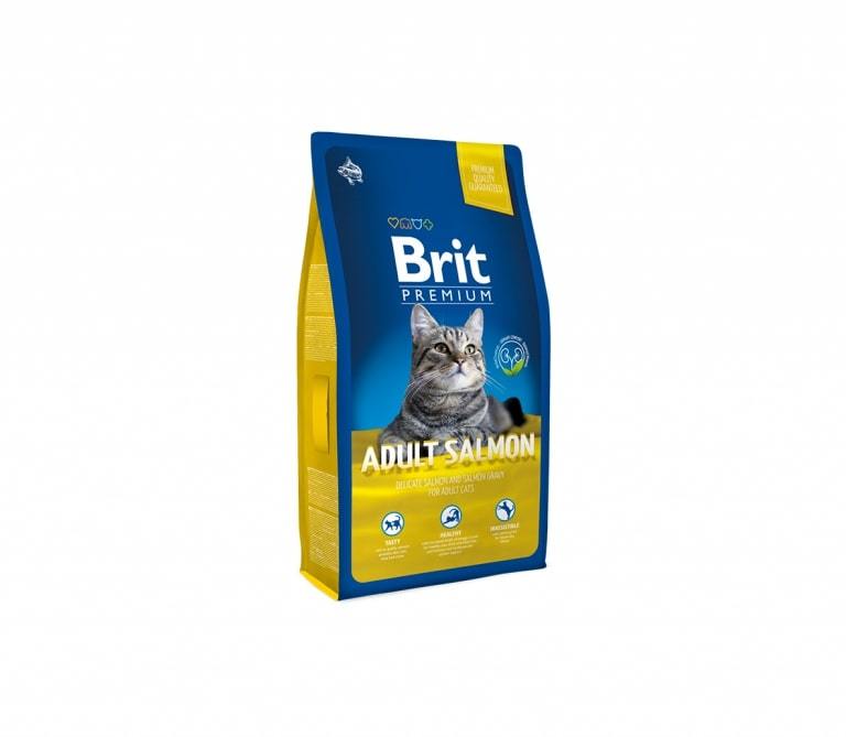 Sausas ėdalas suaugusioms katėms BRIT PREMIUM su lašiša, 300 g