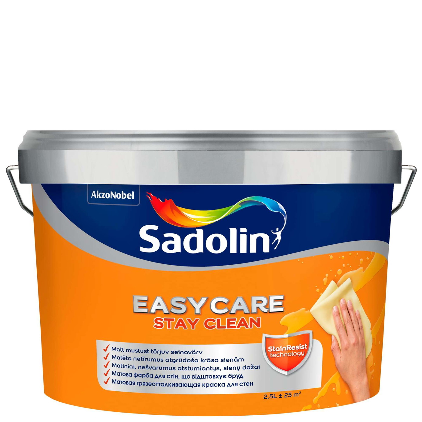 Nešvarumus atstumiantys sienų dažai SADOLIN EASYCARE, matiniai, baltos sp., BW bazė, 2,5 l-0
