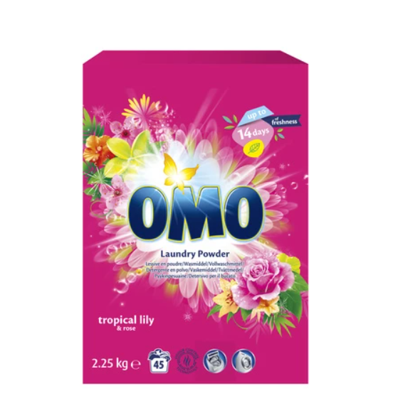 Universalūs skalbimo milteliai OMO TROPICAL LILY & ROSE, 2.25 kg-0