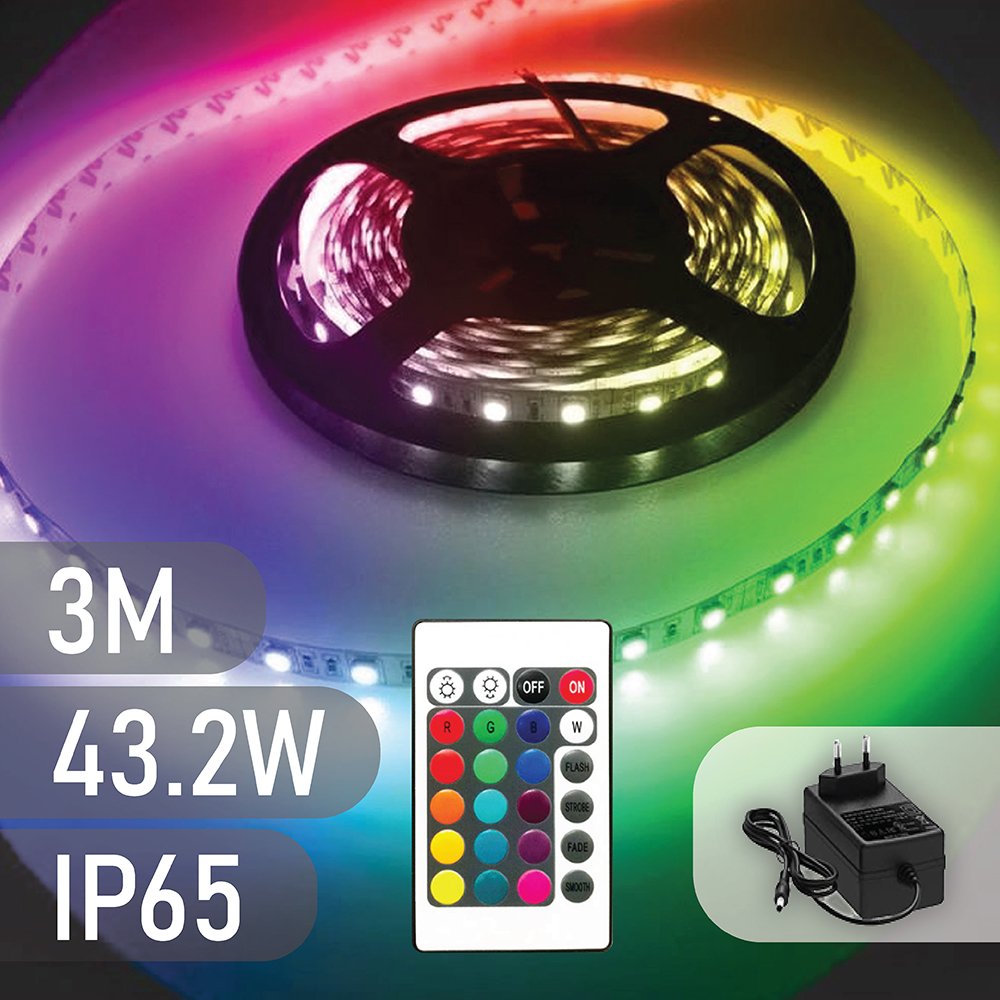 LED juostos rinkinys SPECTOR LIGHT, IP65, 43,2 W, RGB, valdoma pulteliu, 3 m, 60 LED/m