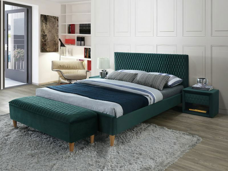 Lova su grotelėmis AZURRO VELVET 180 x 200 cm, žalia-0
