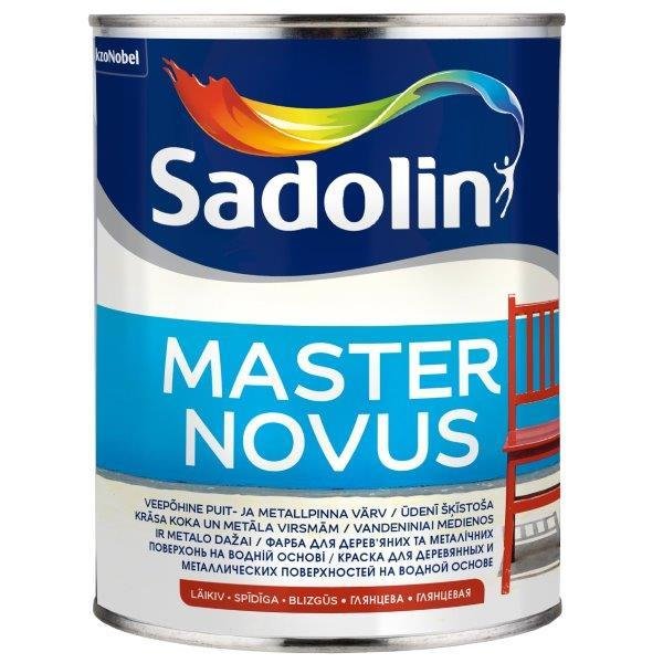 Vandeniniai alkidiniai dažai SADOLIN MASTER NOVUS 70, blizgūs, baltos sp., 1 l