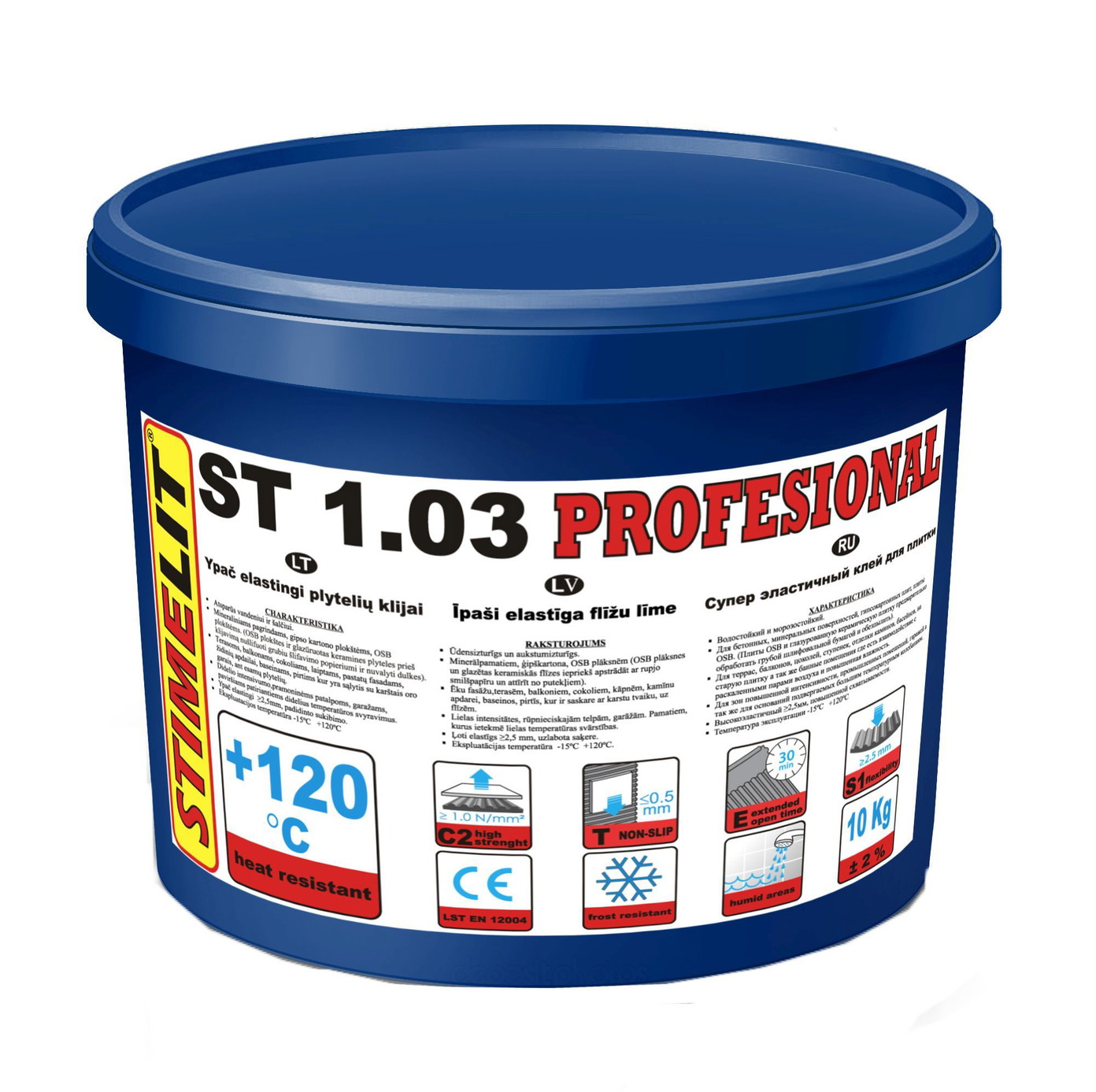 Plytelių klijai STIMELIT ST1.03 PROFESIONAL, elastingi, 10 kg-0