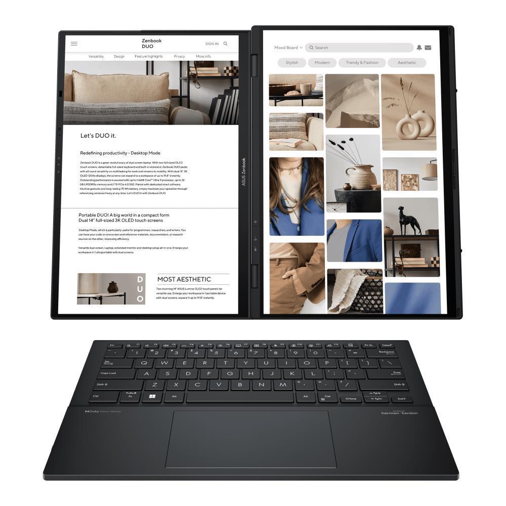Nešiojamas kompiuteris ASUS ZenBook DUO UX8406CA-PZ009W, 32GB RAM, Intel Core Ultra 9 285H, Intel Arc Graphics, 2TB SSD-1