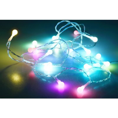 Elektrinė girlianda CHERRY, 20 LED, įvairių spalvų, (elementai 2xAA neįeina), 2,25m + 30cm - 2