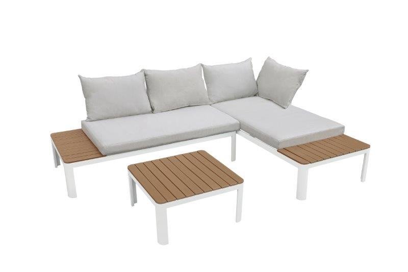 Aliumininų baldų rinkinys: sofa ir stalas