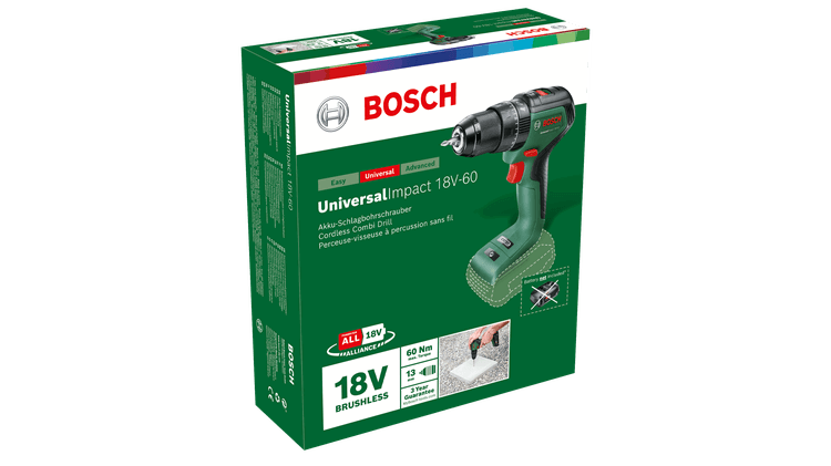 Akumuliatorinis smūginis gręžtuvas BOSCH UniversalImpact 18V-60, 18 V, 2,0 Ah Li-ion, 60 Nm-2