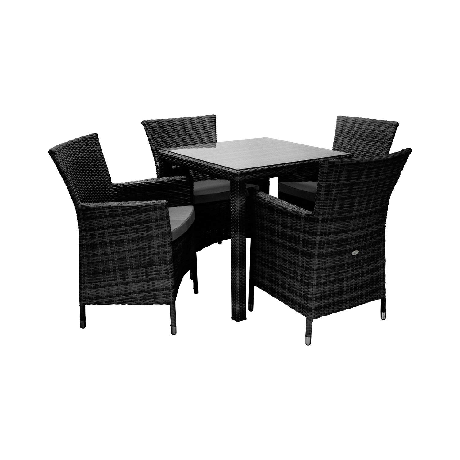 Lauko baldų komplektas WICKER, stalas ir 4 kėdės, juoda