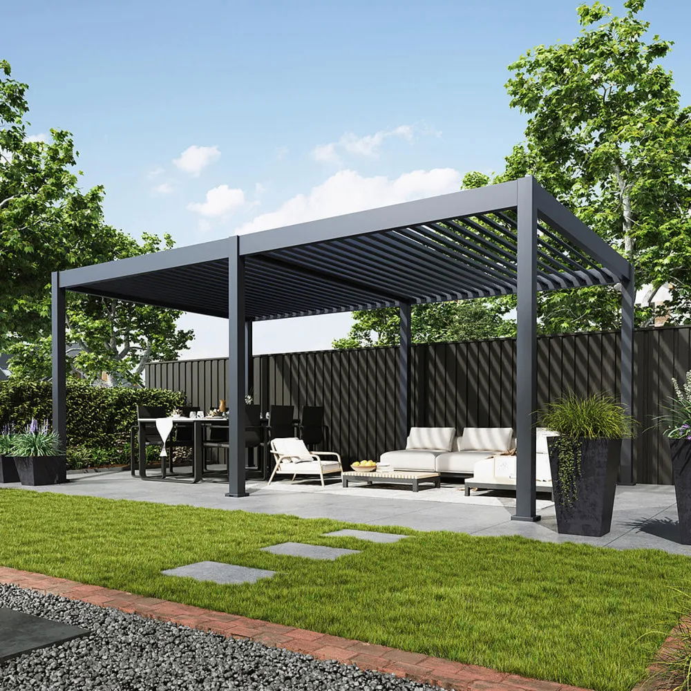 Pavėsinė Pergola DELUXE AUTOMATIC 369x600x256 cm su LED, Anthracite - 3