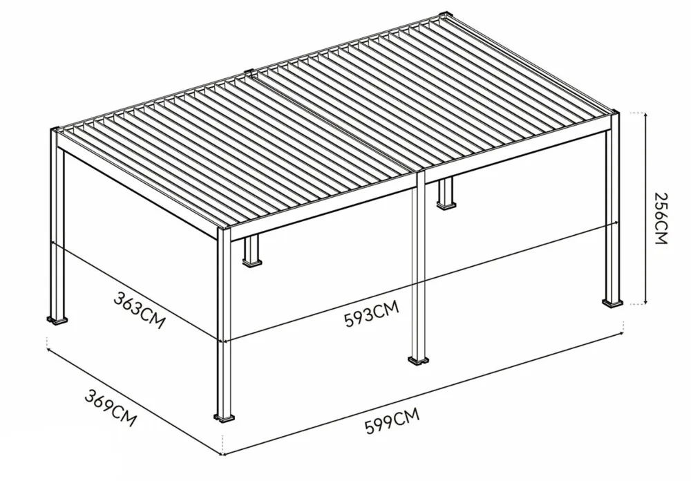 Pavėsinė Pergola DELUXE AUTOMATIC 369x600x256 cm su LED, Anthracite - 8
