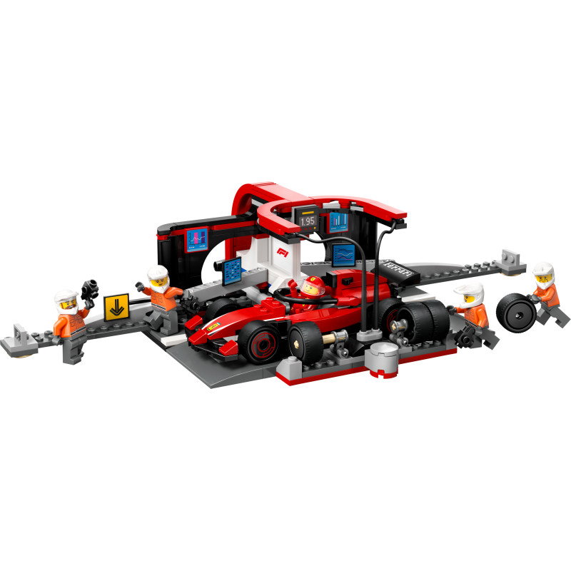 Konstruktorius LEGO City Formula 1 F1® Pit Stop & Pit Crew with Ferrari Car-1