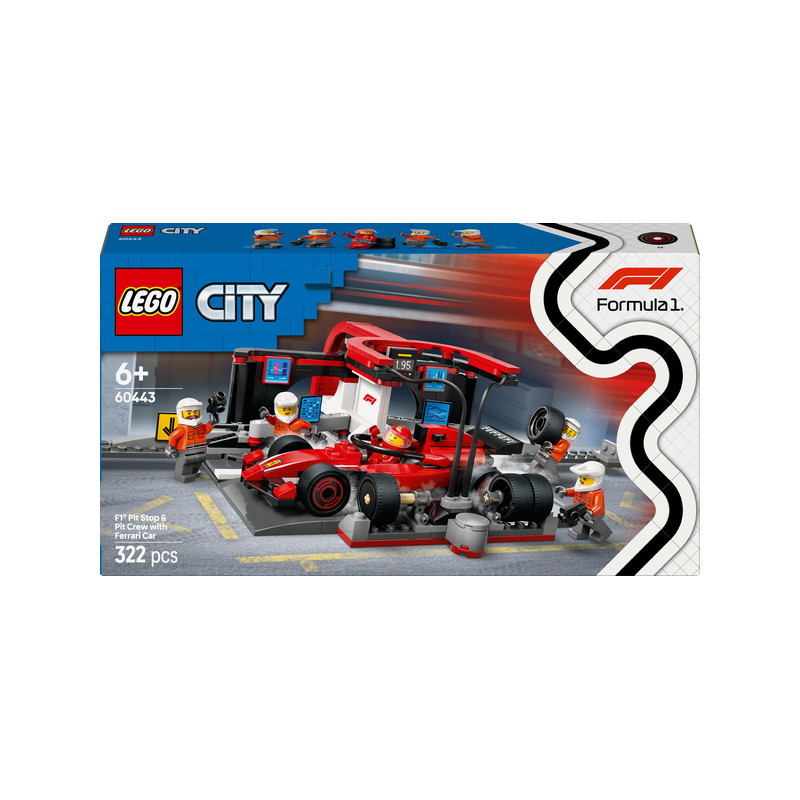 Konstruktorius LEGO City Formula 1 F1® Pit Stop & Pit Crew with Ferrari Car-0
