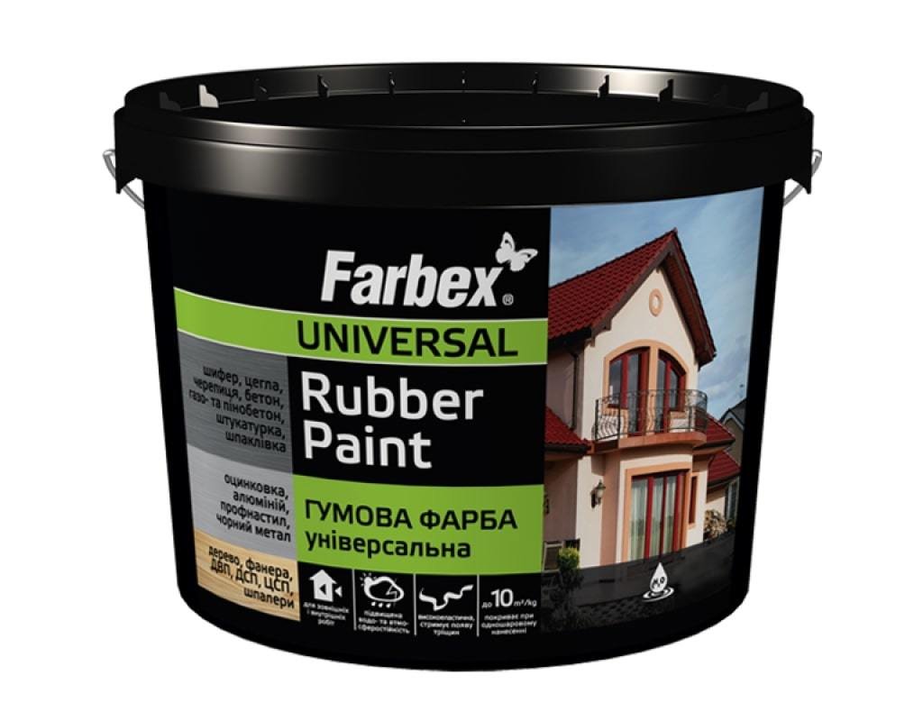 Dažai gumos pagrindu FARBEX RUBBER PAINT, juoda sp., 1,2 kg