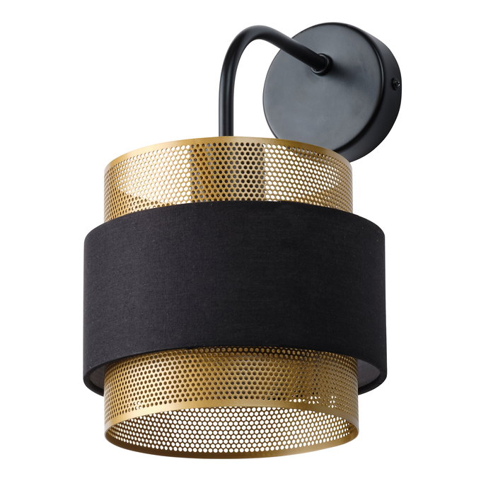 Sieninis šviestuvas OSRAM HORNET WALL 1xE27 10W juodos/aukso sp, Ø18x30cm-0