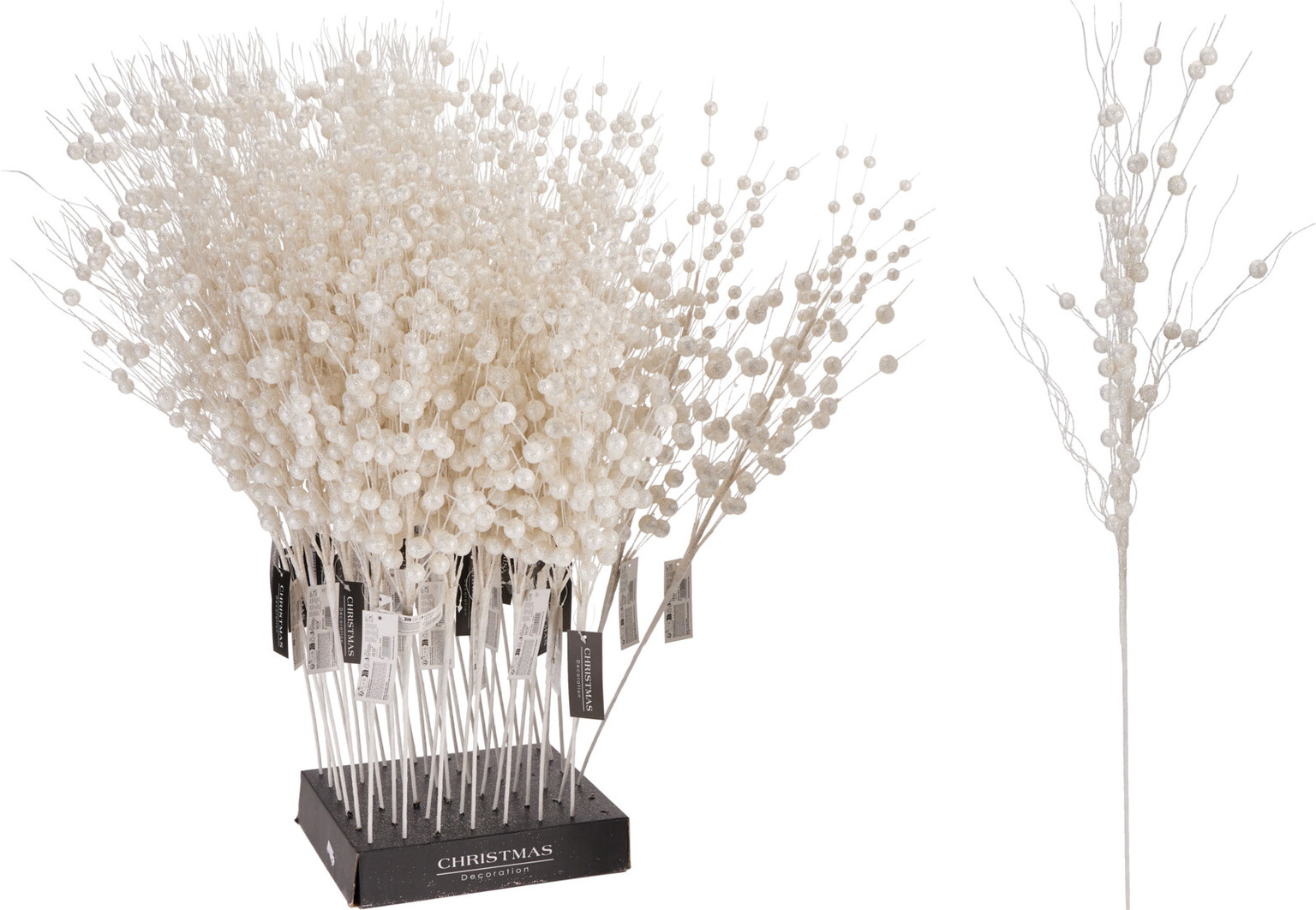 Dirbtinė šakelė XMAS GLITTER, sidabro sp., 2 rūšių, 80 cm-0