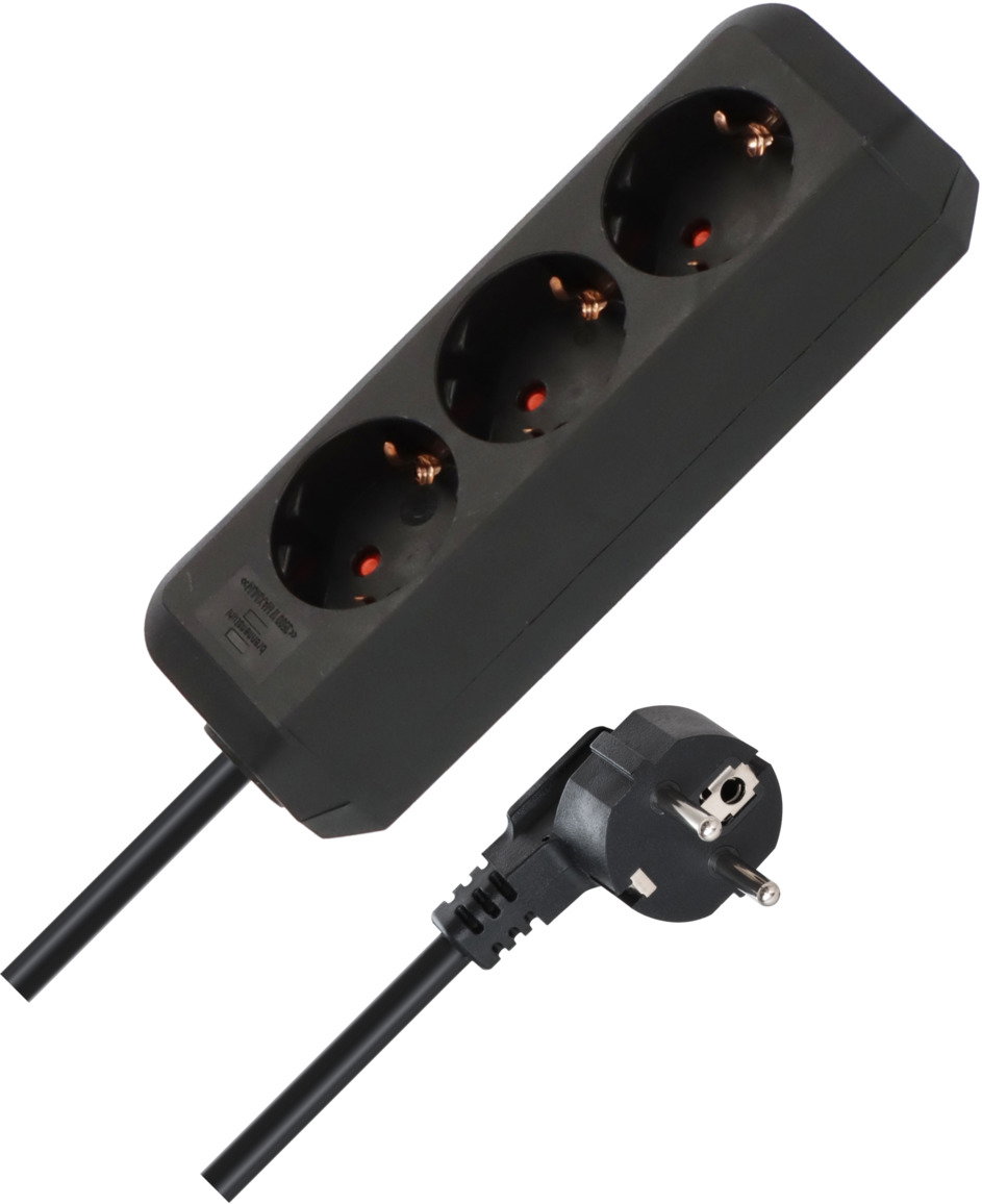 Ilgiklis BRENNENSTUHL, 3 lizdai 1,5 m, VV-F 3G1,5, juodos sp.-0