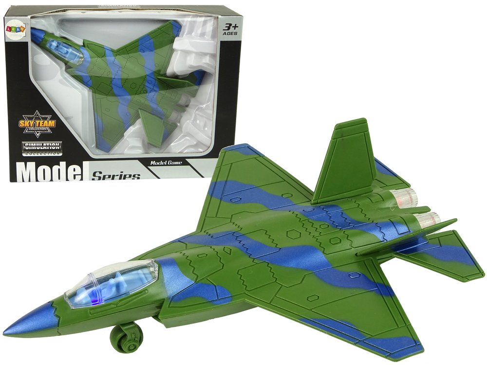 Karinis lėktuvas su garso ir šviesos efektais, žalias - 1