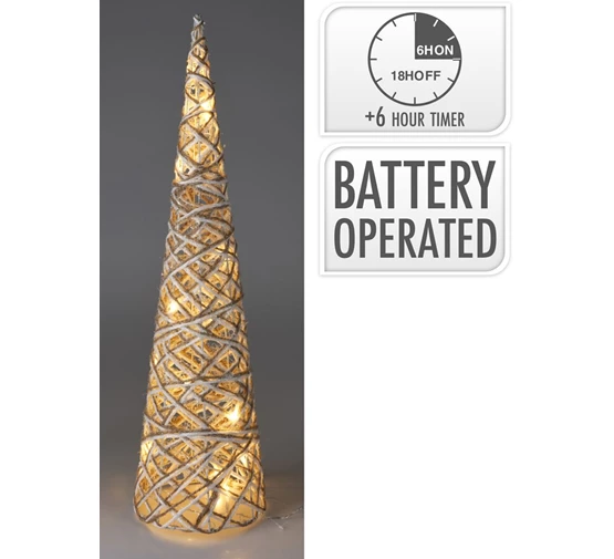 Elektrinė LED dekoracija EGLUTĖ, 15 LED šiltai baltos sp 6/18val. laikmatis 2xAA, ø16x60cm-0