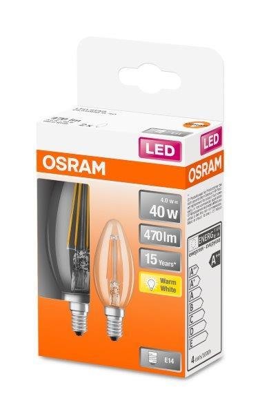 Šviesos diodų lemputė OSRAM STAR, LED, 4 W, atitinka 40 W, E14, 470 lm, 2700 K, 2 vnt.