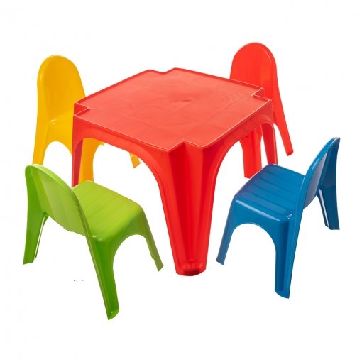 Plastikinio staliuko, 55 x 55 x 37 cm ir 4 kėdžių 35 x 28 x 41 cm komplektas, įvairių spalvų. - 2