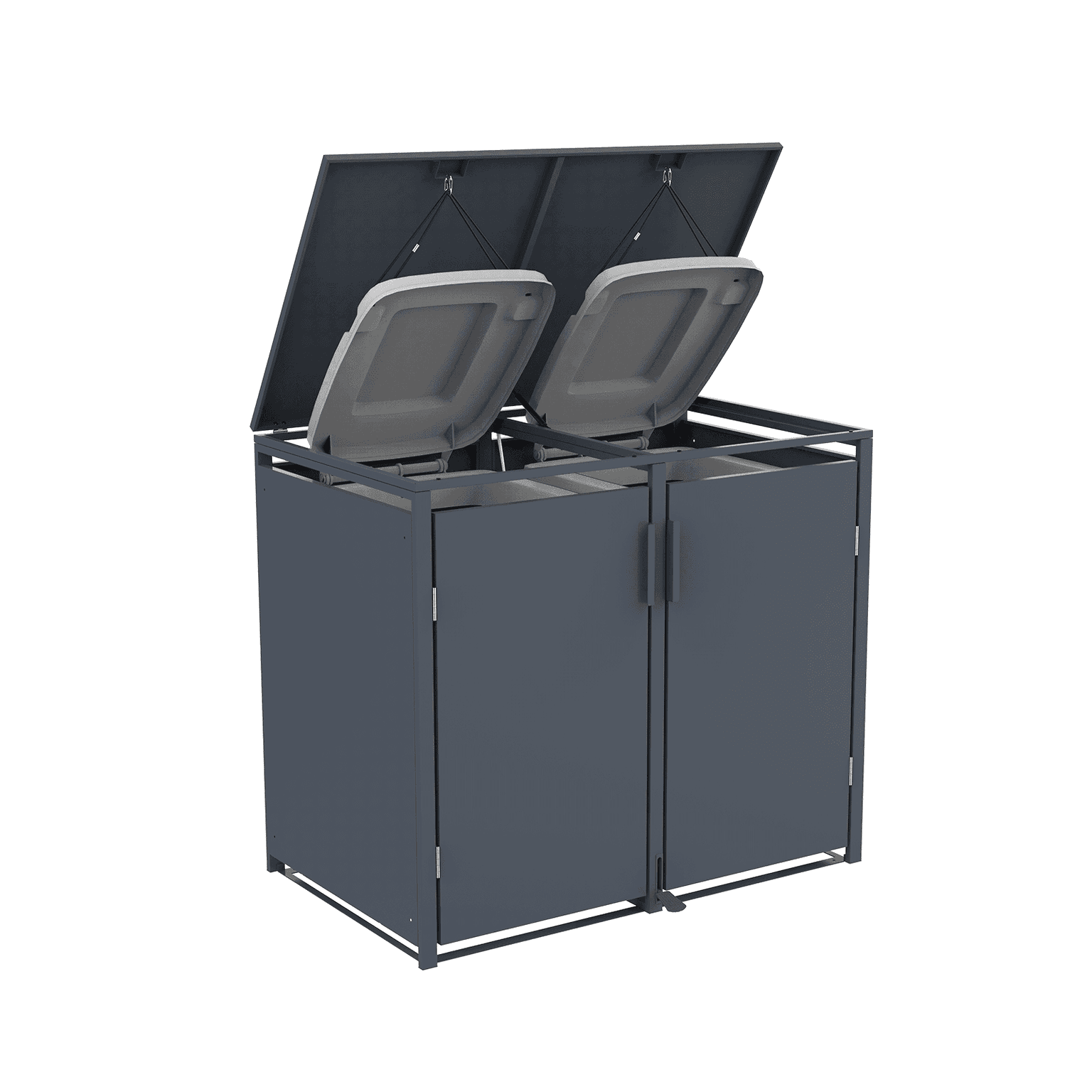 Metalinė konteinerio stoginė, dviguba, su pedalu, antracito - 5