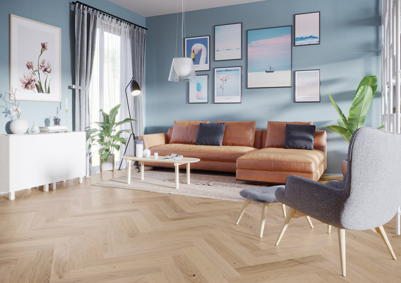 Ąžuolo parketlentės BLC BALOS, Herringbone, mat. lakas, šuk., V4, click, 660 x 110 x 14 mm-1
