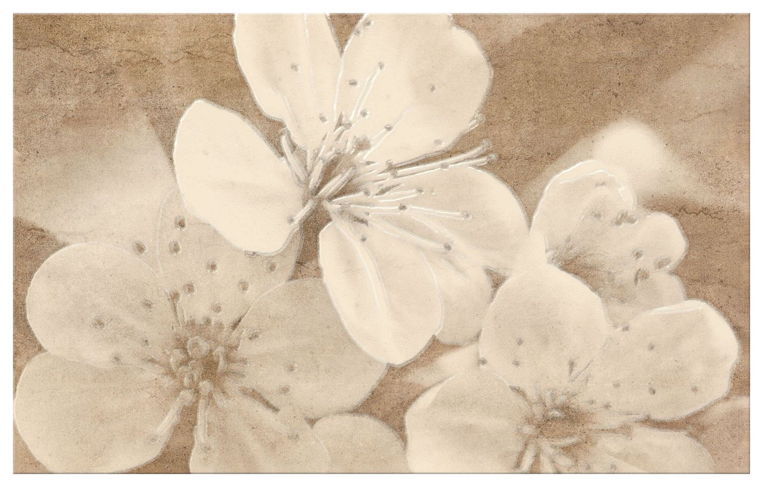 Dekoratyvinė plytelė MEFASTO BROWN INSERTO FLOWER, 25 x 40 cm - 1
