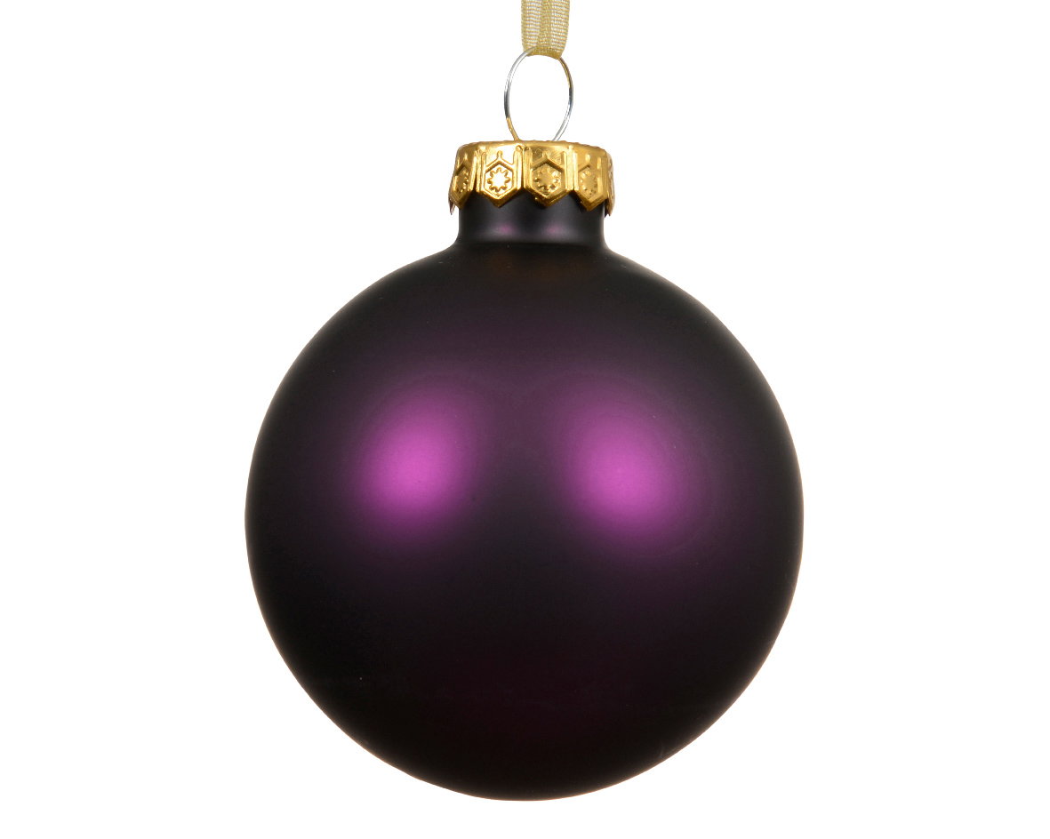Stiklinis kalėdinis eglės žaisliukas BAUBLE MATT,t. violetinės sp., 8 cm, 1 vnt-0