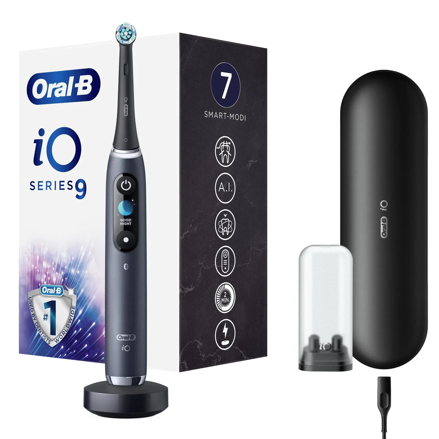 Elektrinis dantų šepetėlis Oral-B iOM9.1B2.2AD iO9 Black Onyx, juodos sp. - 1