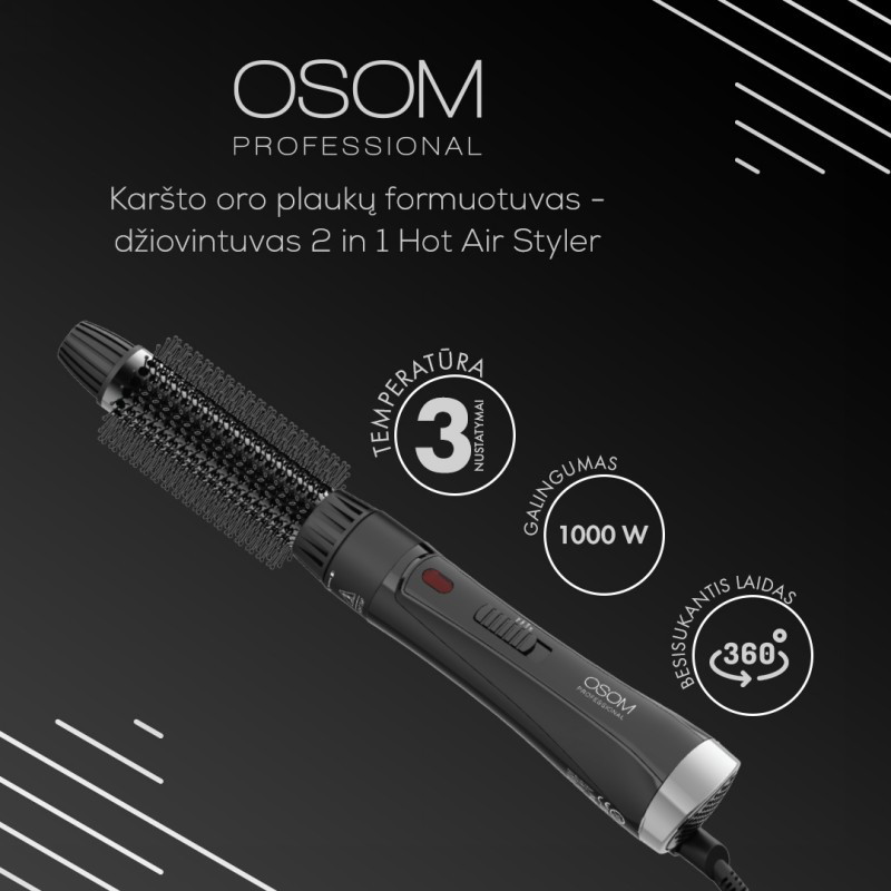 Karšto oro plaukų formuotuvas-džiovintuvas OSOM6615, 1000 W - 2