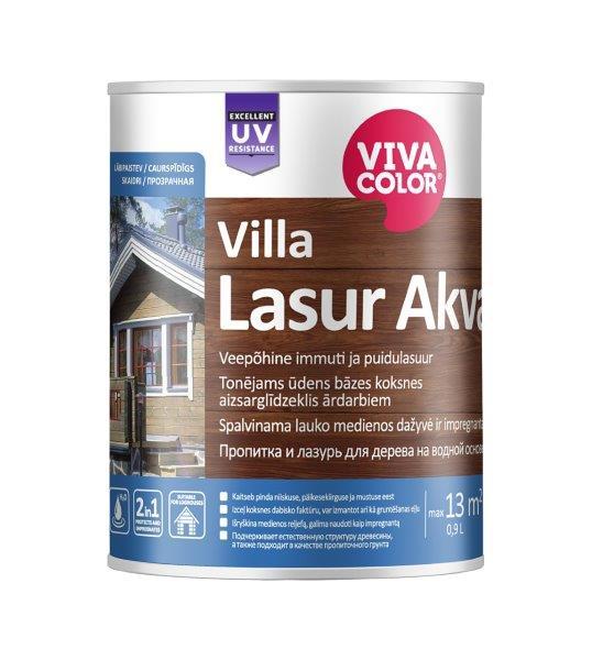 Greitai džiūstanti medienos dažyvė VIVACOLOR VILLA LASUR AKVA, EP bazė, 0,9 l-0