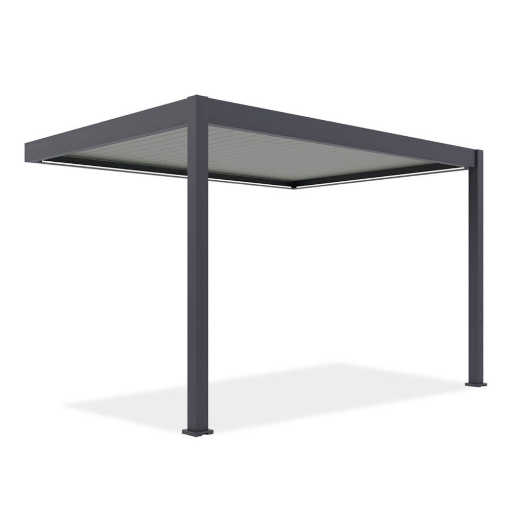 Pavėsinė Pergola ELEGANCE WALL AUTOMATIC 300x400x256 cm su LED, Anthracite/Light Grey, montuojama prie sienos - 1