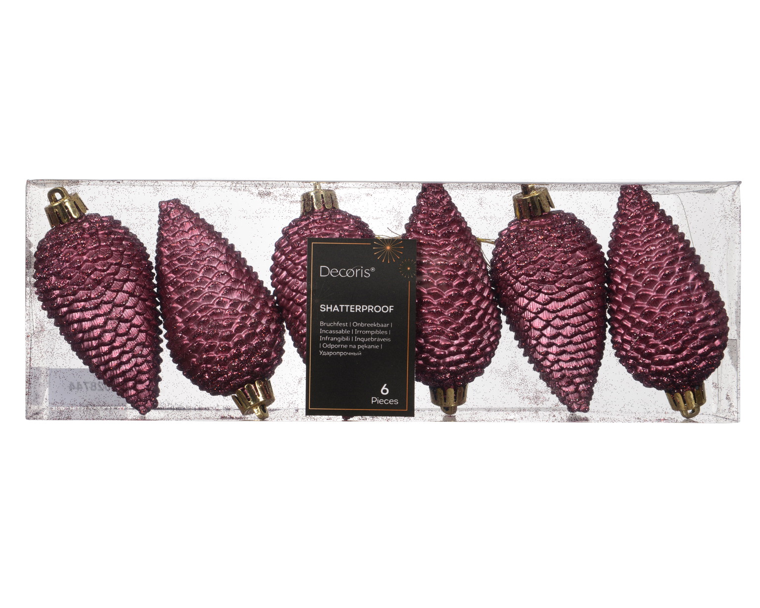 Kalėdinių eglės žaisliukų rinkinys PINECONE, t.rožinės sp., 4,5 x 8 cm, 6 vnt - 2
