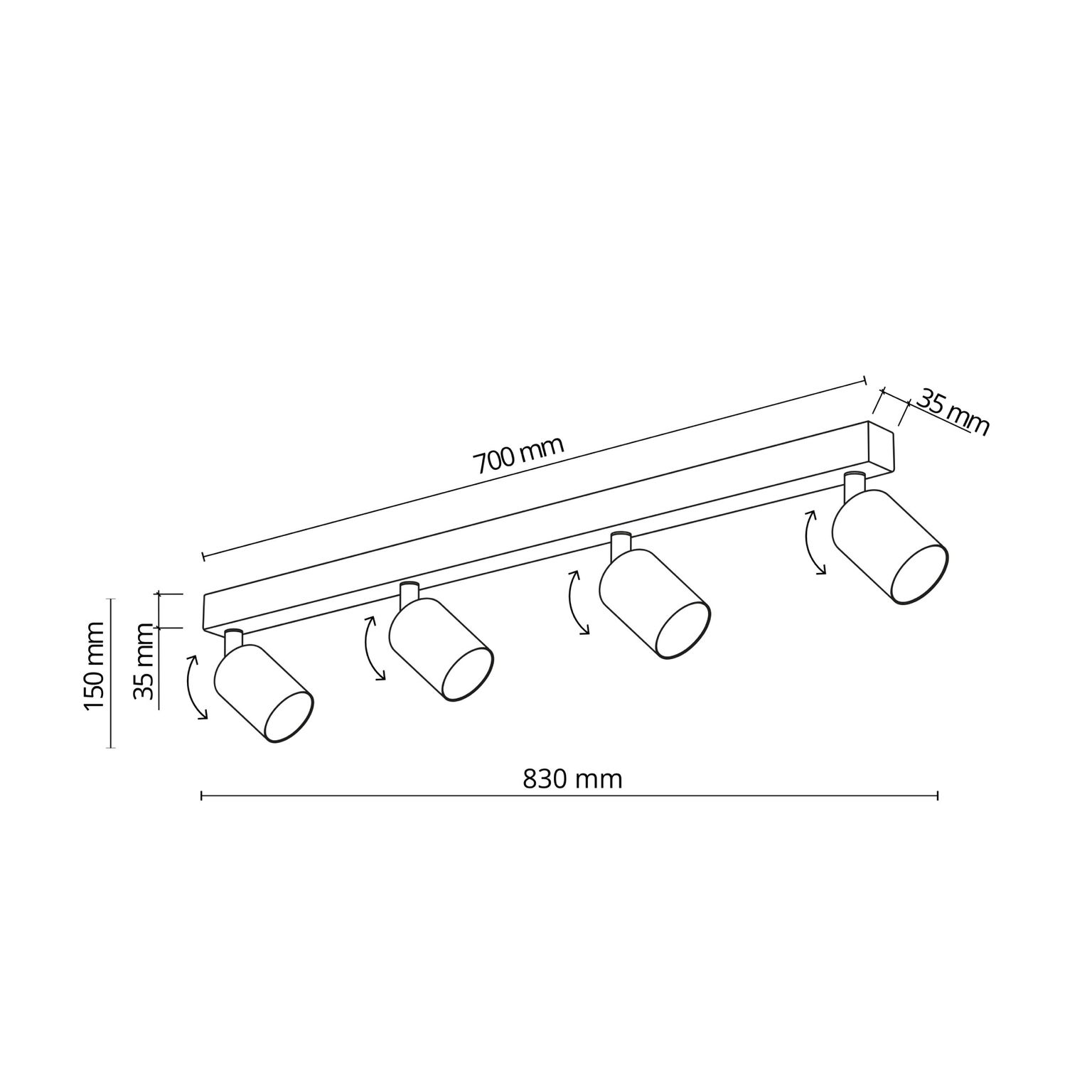 Kryptinis šviestuvas TK LIGHTING TOP BROWN 4, 4 x GU10 max 10W-1
