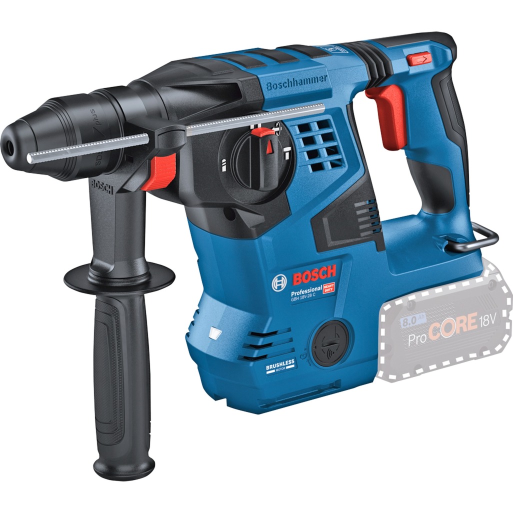 Akumuliatorinis perforatorius BOSCH PRO GBH 18V-28 C, 18 V, 3,3 J, SDS-plus (be akum, su L-BOXX, Bluetooth) - 2