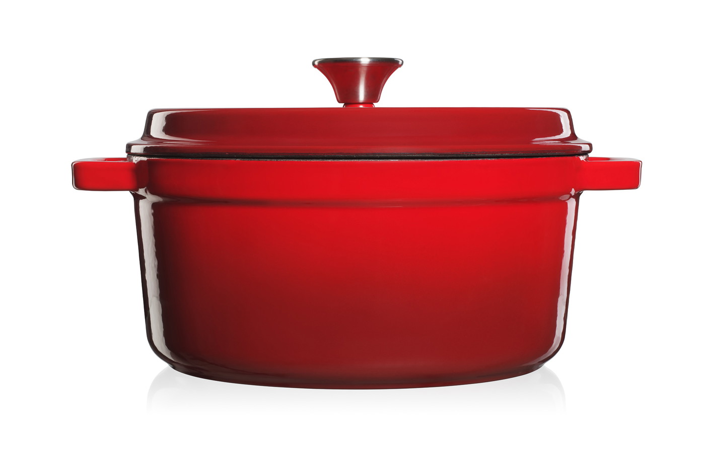 Ketaus puodas Grand Feu Casserole, minimalistinio dizaino, su dangčiu, 4.7 l, raudonas-1