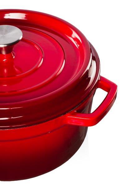 Ketaus puodas Grand Feu Casserole, minimalistinio dizaino, su dangčiu, 4.7 l, raudonas - 3
