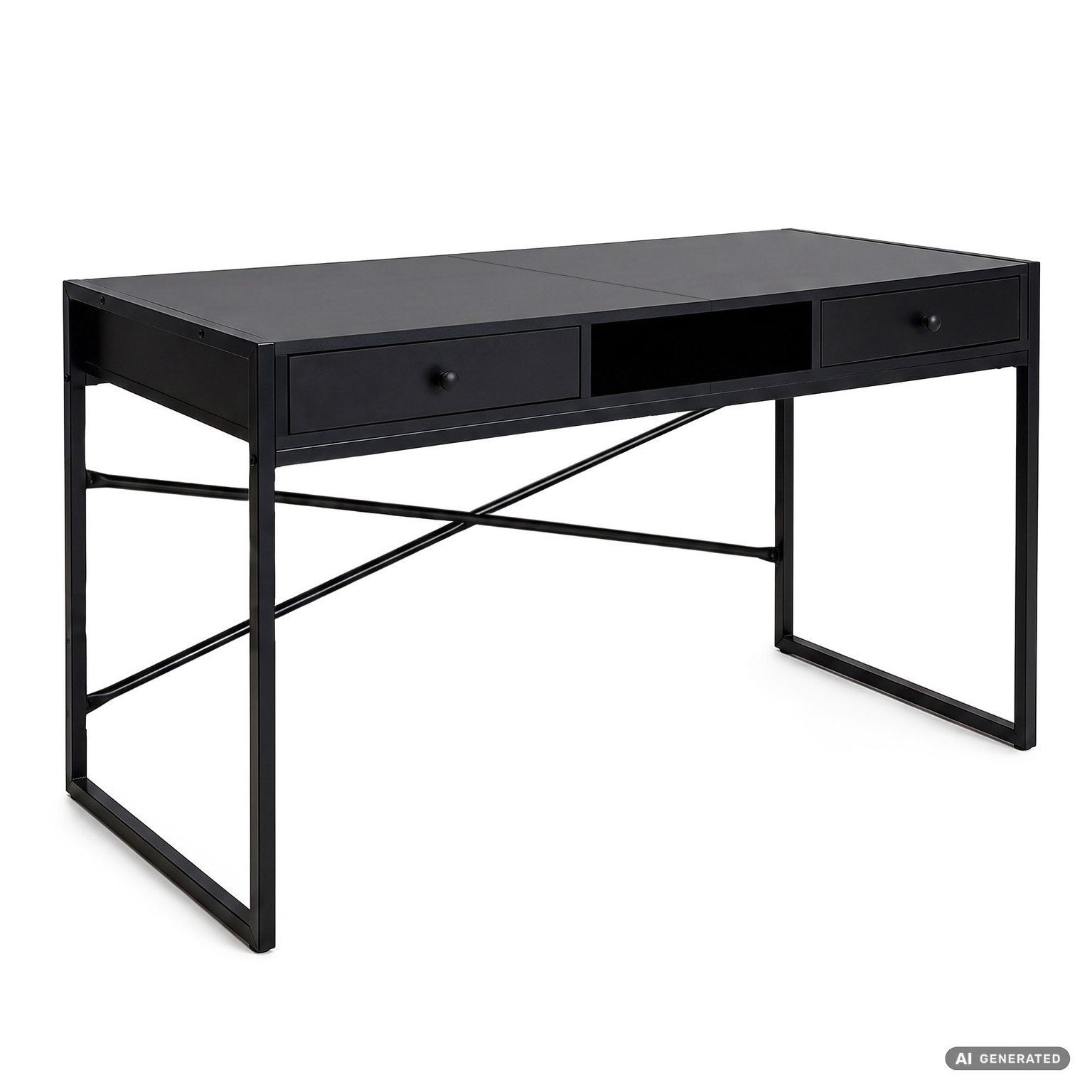 Rašomasis stalas su stalčiais Akord Furniture Factory Elonis, 123 cm x 48 cm, 80.5 cm, juoda sp.-0