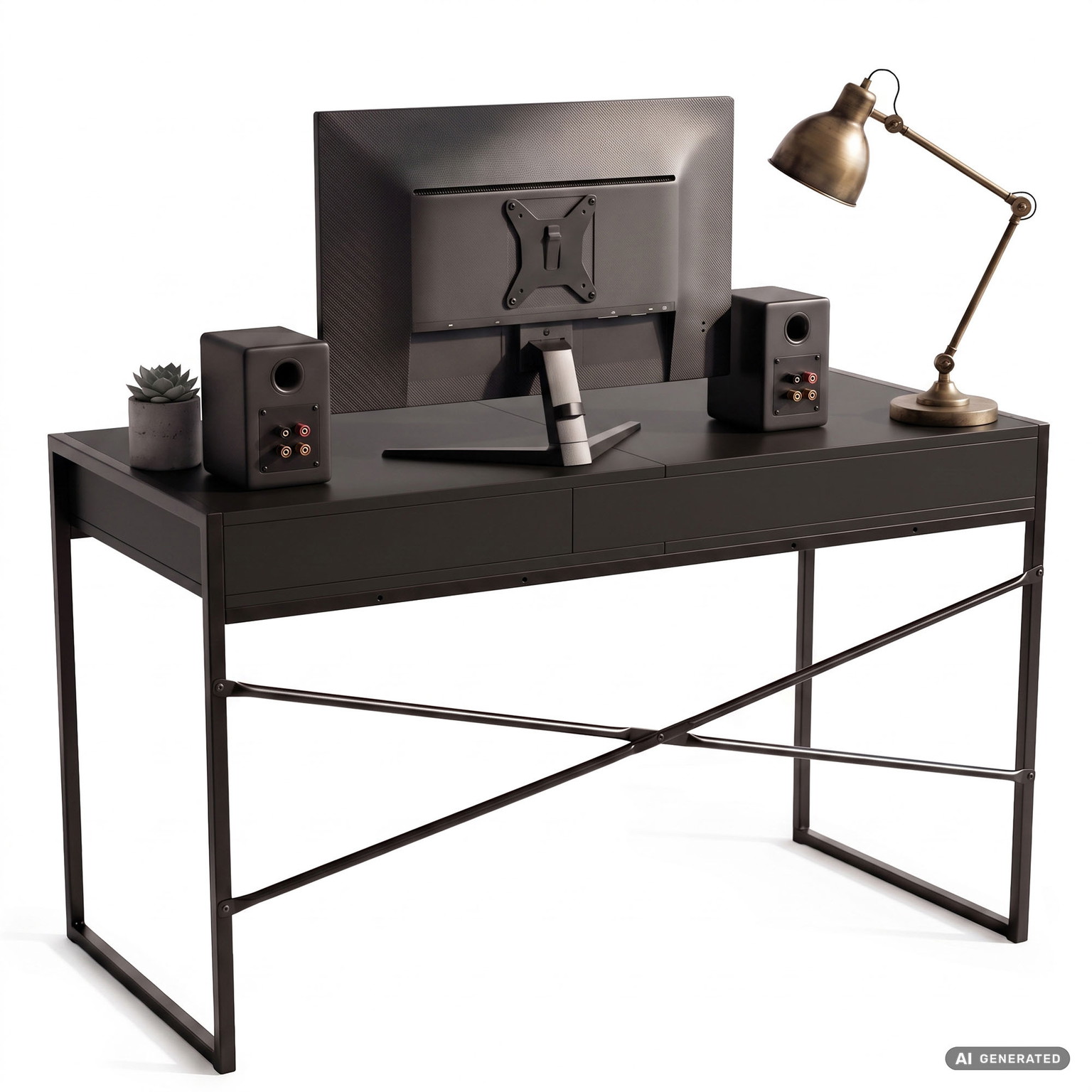 Rašomasis stalas su stalčiais Akord Furniture Factory Elonis, 123 cm x 48 cm, 80.5 cm, juoda sp. - 4
