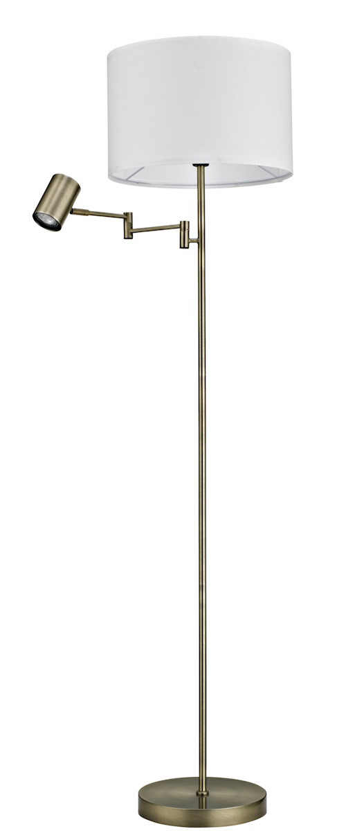 Toršeras G.LUX GH-MADRID, 1xE27 + 1xGU10, tekstilė/metalas, baltos/žalvario sp, ø35x150cm-0