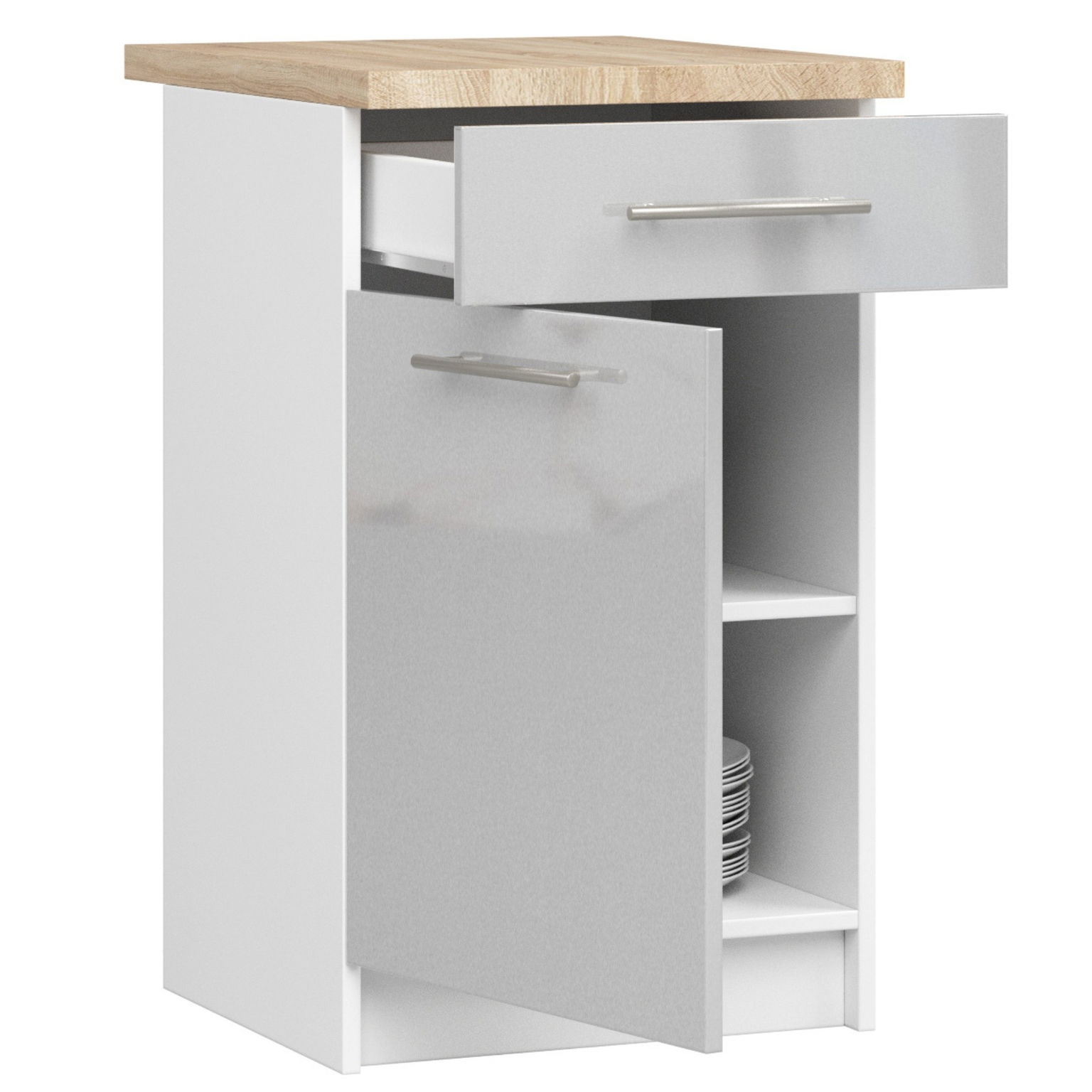 Virtuvės spintelė OLIVIA S 50 cm, balta/pilka - 2