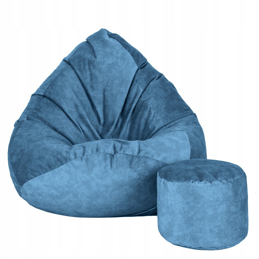 Sėdmaišis su pufu Mega Premium Terra Velour XL, 90x120 cm, tamsios turkio spalvos-0