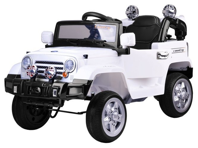 Vienvietis elektromobilis visureigis Jeep, baltas